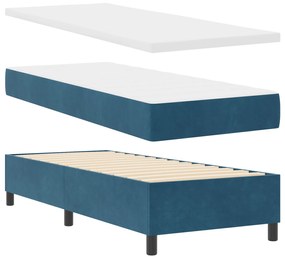 Cama Box Spring com Colchão e Banco Azul Escuro 80x200 cm Veludo
