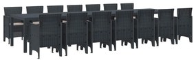 vidaXL Conjunto de Jantar para Jardim com Almofadas 15 pcs Antracite