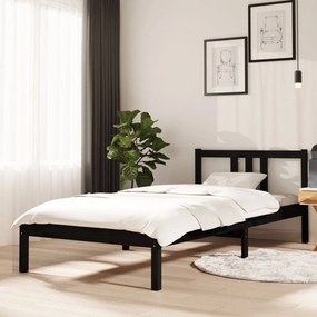 814873 vidaXL Estrutura de cama 90x200 cm madeira maciça preto