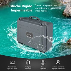 Caixa rígida impermeável portátil com inserção de espuma personalizável para ferramentas 56 x 44 x 22 cm Cinza