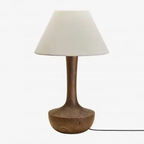 Candeeiro De Mesa Em Madeira De Manga Sintra Madeira De Cabo Escuro & Branco Ø40 Cm Menorca - Sklum