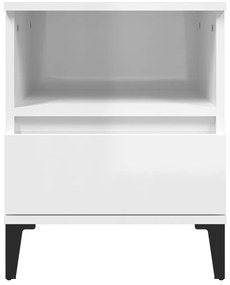 Mesa de cabeceira 40x35x50 cm branco brilhante