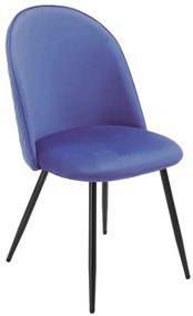 Conjunto 4 Cadeiras de Cozinha e Sala de Jantar  MAGDA, metal, tecido veludo azul