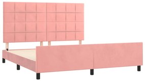 Estrutura de cama c/ cabeceira 160x200 cm veludo rosa