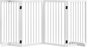 PawHut Barreira de segurança modular dobrável para animais de estimação com pé de suporte, madeira maciça, 206 x 35,5 x 76 cm | Aosom Portugal