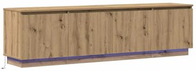 Gabinete de TV com LED Carvalho Artesanal 180x38x49 cm Madeira de Enge