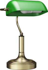 HOMCOM Candeeiro de Mesa Banqueiro Candeeiro de Mesa Vintage E27 com Ecrã Orientável a 45° 26,8x22x39,5 cm Verde | Aosom Portugal