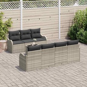 Conjunto de Sofá de Jardim de 8 Peças com Almofadas Cinzento-claro Rat