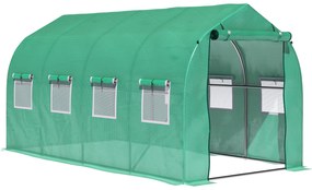 Outsunny Estufa tipo Túnel 4x2x2 m Estufa de Exterior com 8 Janelas de Malha e Porta Estufa de Cultivos para Pátio Jardim Verde | Aosom Portugal