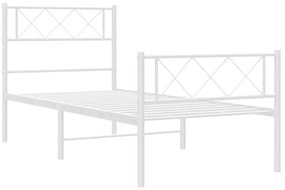 Estrutura de cama com cabeceira e pés 90x190 cm metal branco