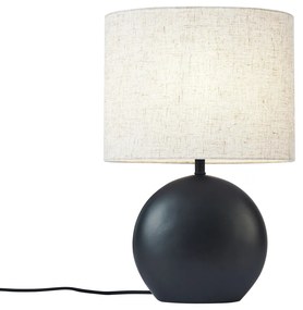 Candeeiro de Mesa Japandi Preto com Abajur de Linho - Timo Japandi