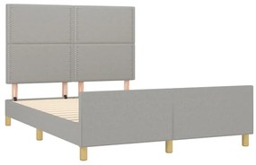 Estrutura de cama com cabeceira 140x200 cm tecido cinza-claro