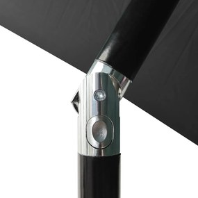 Guarda-sol de jardim c/ luzes LED/poste de aço 2x3 m antracite