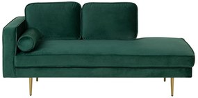 Chaise-longue à esquerda em veludo verde esmeralda MIRAMAS Beliani