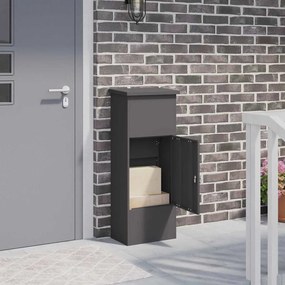 vidaXL Caixa para entrega de pacotes Preto 44,5 x 29 x 110,5 cm Aço