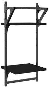 Unidade 2 prateleiras parede com barras 2 pcs 30x25x65 cm preto