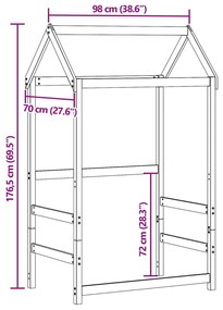 Telhado cama infantil 98x70x176,5 cm pinho maciço castanho-mel
