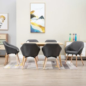 vidaXL Cadeiras de jantar 6 pcs tecido cinzento-escuro