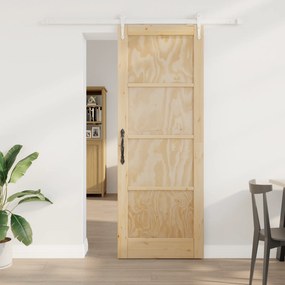 Porta Deslizante vidaXL com Conjunto de Hardware 78x211 cm Madeira Sól