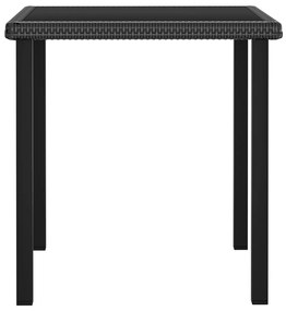 3 pcs conjunto de jantar para jardim vime PE preto