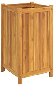 Vaso/floreira de jardim com forro 42x42x75 cm acácia maciça