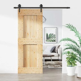 VidaXL Porta de correr com ferragens 80x210 cm madeira de pinho maciça