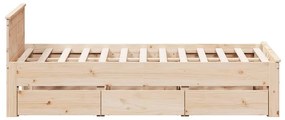 Cama sem colchão com cabeceira 135x190 cm pinho maciço