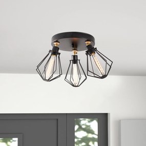 Candeeiro de Teto Oylat – Preto e Dourado – Diâmetro 56 cm