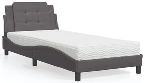 vidaXL Cama com colchão 80x200 cm couro artificial cinzento