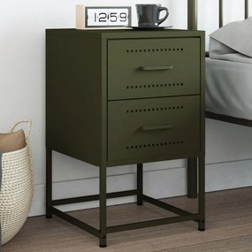 vidaXL Mesa de cabeceira 36x39x60,5 cm aço verde azeitona