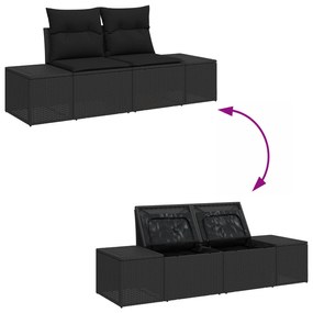 Conjunto de Sofás de Jardim com 10 Peças e Almofadas em Rattan Preto