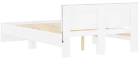 Estrutura de cama com cabeceira e luzes LED 140x190 cm branco