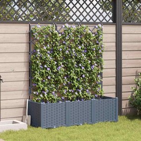 vidaXL Vaso de Jardim com Treliça 3 pcs Cinza Claro 120x40x143 cm