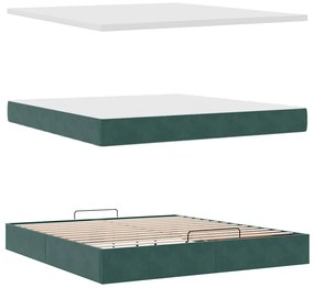 Estrutura de cama otomana com colchão 160x200 cm verde escuro