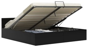 Cama hidráulica LED c/ arrumação 180x200cm couro artifi. preto