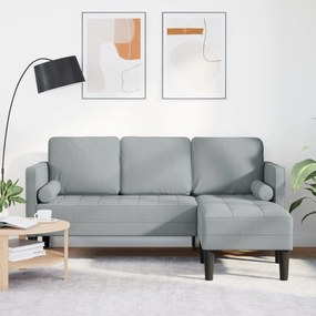 Sofá em L 3 lugares vidaXL Cinzento claro 160 cm em Tecido