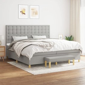 vidaXL Cama com molas/colchão 200x200 cm tecido cinza-claro