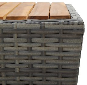 3 pcs conj. bistrô jardim vime PE e madeira de acácia cinzento