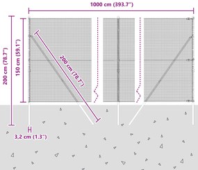 Cerca de Fio Soldado com 7 Postes Verde 1,5x10 m Aço