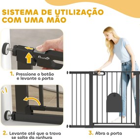Barreira de Segurança de Animais de Estimação para Escadas e Portas com Aberturas de 75-131 cm com 3 Extensões Preto