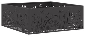 Fogueira Quadrada vidaXL Preta 80x80x30 cm Aço