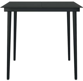Conjunto de jantar jardim 5 peças vidro vime PE preto