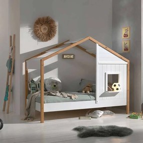 Cama Infantil BABS 91 Desenho Casa Branco/Natural
