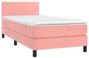 Cama com molas/colchão 90x200 cm veludo rosa