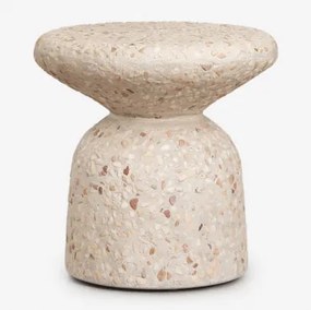Mesa Auxiliar Redonda Ø40 Cm Em Cimento Zanira Terrazzo Bege - Sklum