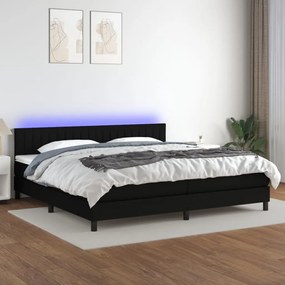 vidaXL Cama box spring c/ colchão e LED 200x200 cm tecido preto