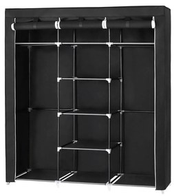 Armário dobrável de tecido com 2 varões para roupas | SONGMICS | 150 x 45 x 175 cm | preto | RYG12B.