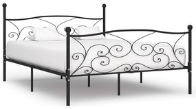 vidaXL Estrutura de cama com estrado de ripas 200x200 cm metal preto