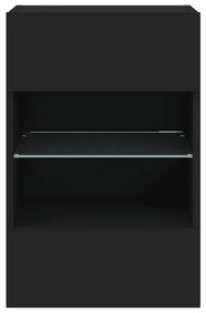 Móveis de parede p/ TV com luzes LED 2 pcs 40x30x60,5 cm preto