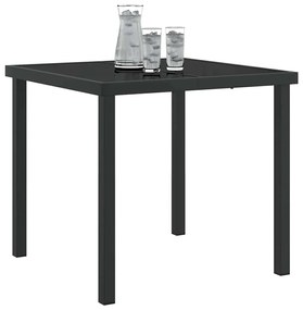 Mesa de Jardim vidaXL Preta 80x80x73 cm com Vidro Temperado
